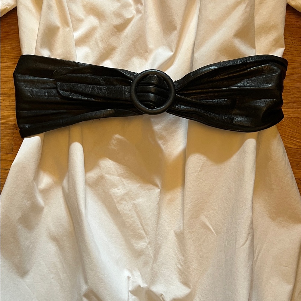 Vintage Black Leather Cinch Belt